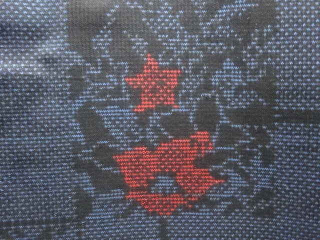 JAPANESE KIMONO / ANTIQUE KIMONO / SILK / DORO OSHIMA TSUMUGI / WOVEN SHIKISHI & FLOWERS